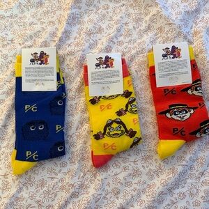 McDonald's Colorful Cartoon Crew Socks - Blue, Yellow, Red